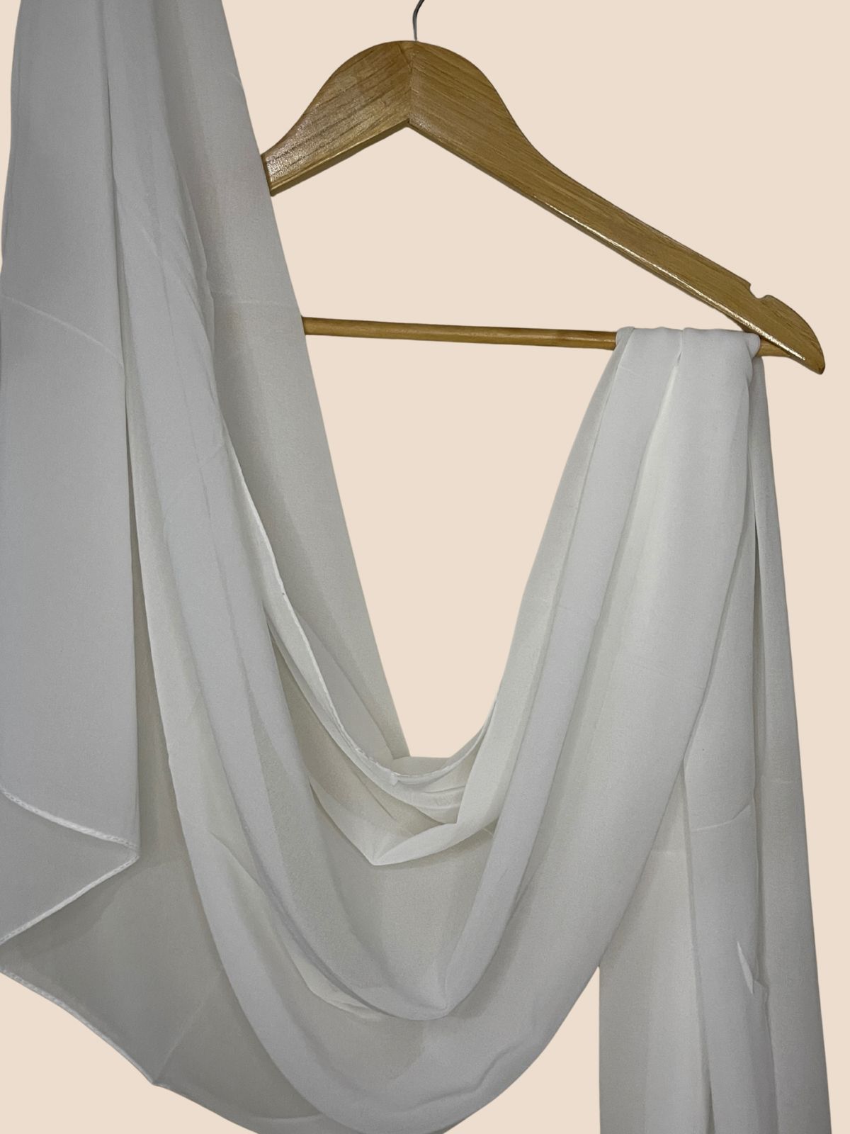 Premium Quality Georgette Chiffon Stole - White