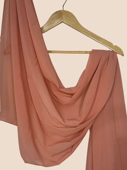 Premium Quality Georgette Chiffon Stole - Dark Salmon Pink