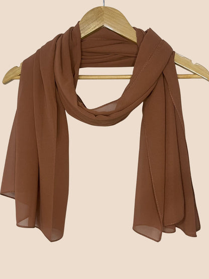 Premium Quality Georgette Chiffon Stole - Brown