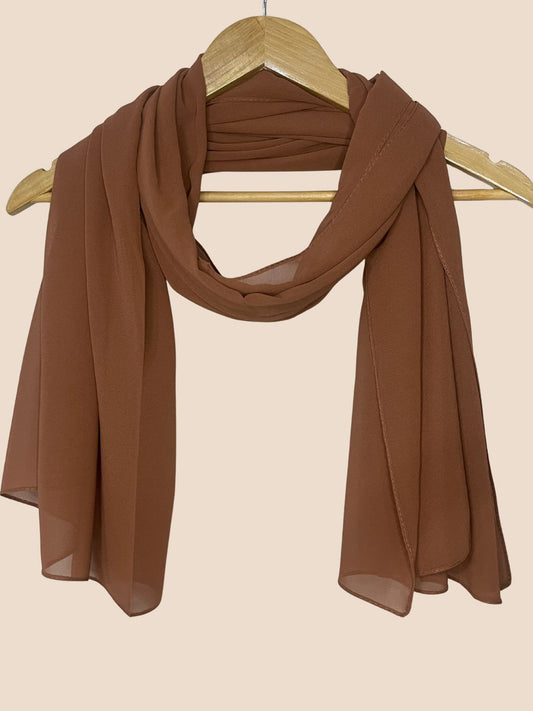 Premium Quality Georgette Chiffon Stole - Brown