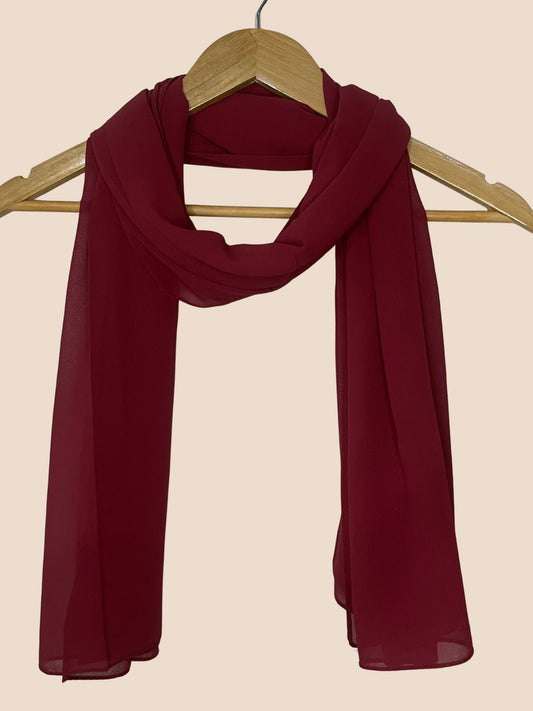 Premium Quality Georgette Chiffon Stole -  Blood Red