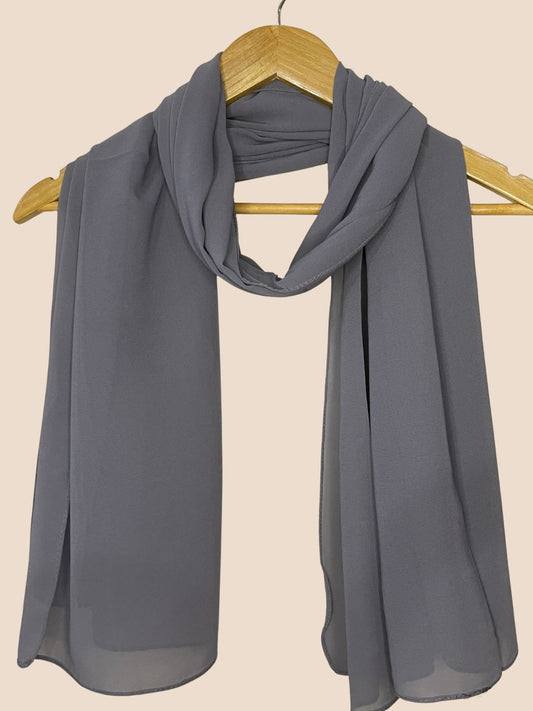 Premium Quality Georgette Chiffon Stole -  Denim Blue