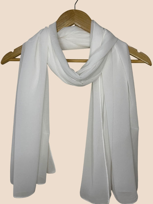 Premium Quality Georgette Chiffon Stole - White