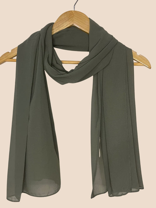 Premium Quality Georgette Chiffon Stole - Army Green