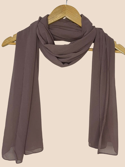 Premium Quality Georgette Chiffon Stole - Coffee Brown