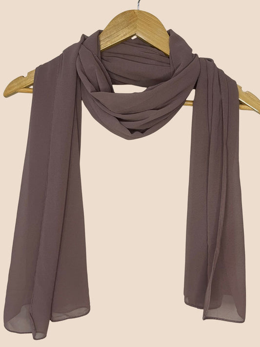 Premium Quality Georgette Chiffon Stole - Coffee Brown