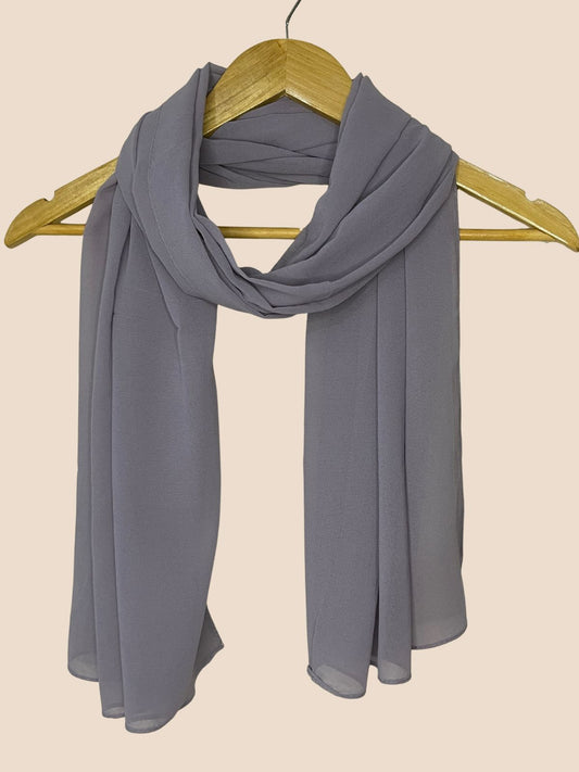 Premium Quality Georgette Chiffon Stole - Pewter Grey