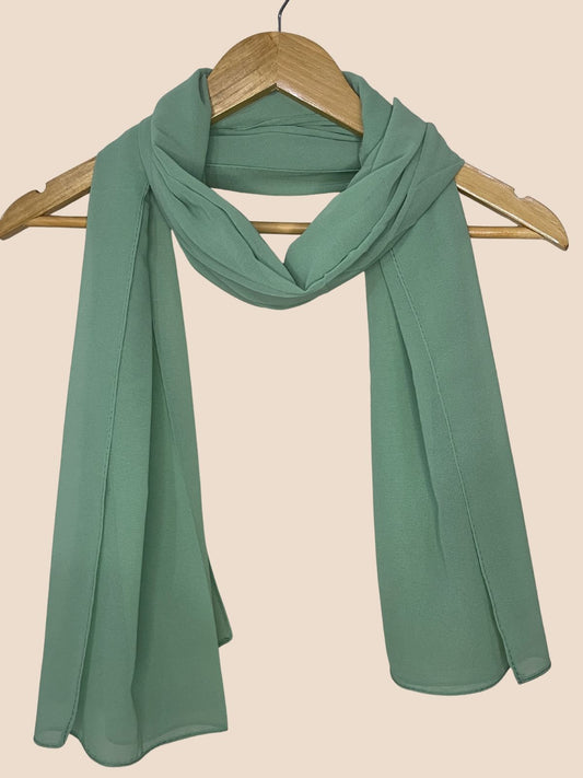 Premium Quality Georgette Chiffon Stole - Lincoln Green