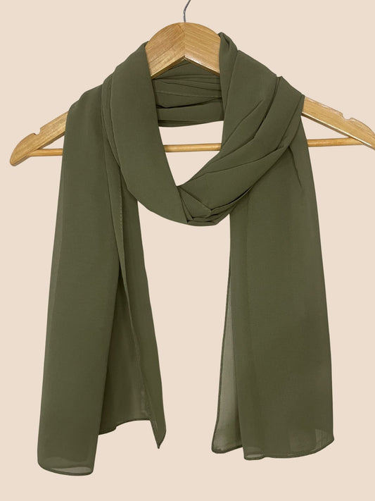 Premium Quality Georgette Chiffon Stole - Fern Green