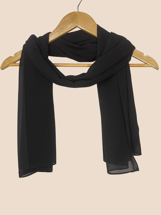 Premium Quality Georgette Chiffon Stole - Black