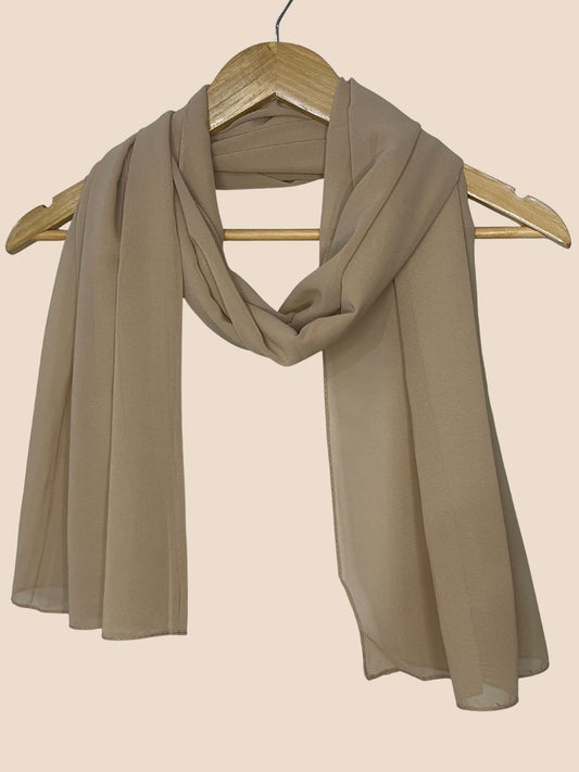 Premium Quality Georgette Chiffon Stole - Light Brown