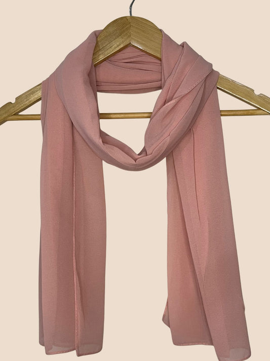 Premium Quality Georgette Chiffon Stole - Coral Pink
