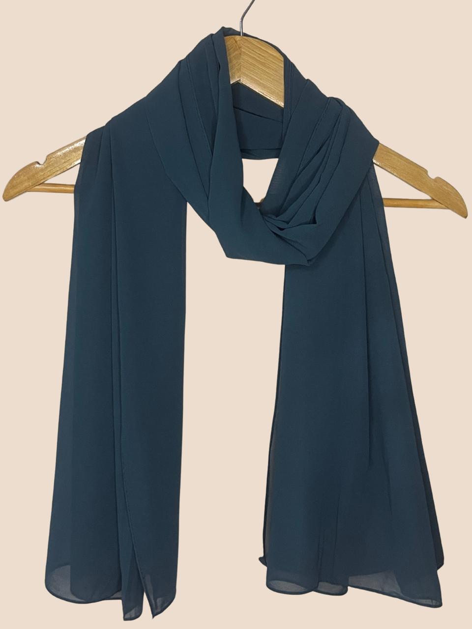 Premium Quality Georgette Chiffon Stole - Teal Green