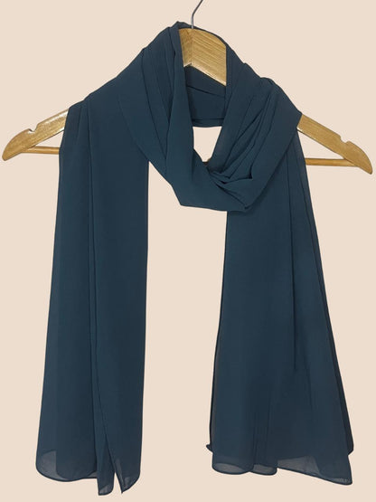 Premium Quality Georgette Chiffon Stole - Teal Green