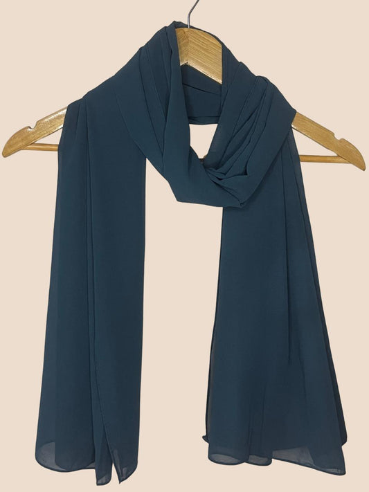 Premium Quality Georgette Chiffon Stole - Teal Green