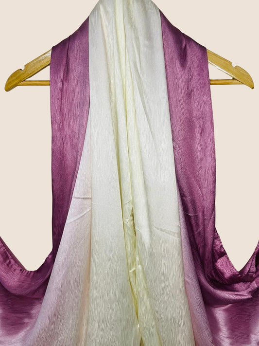 Crinkle Matte Silk Double Shaded Stole -Purple & Pinkish Shades