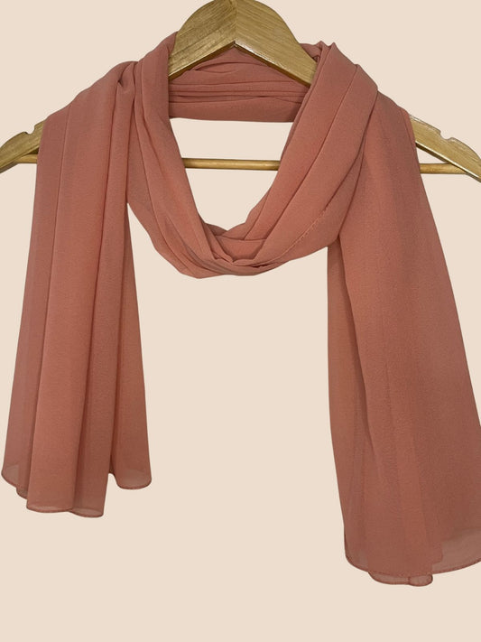 Premium Quality Georgette Chiffon Stole - Dark Salmon Pink