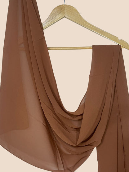 Premium Quality Georgette Chiffon Stole - Brown