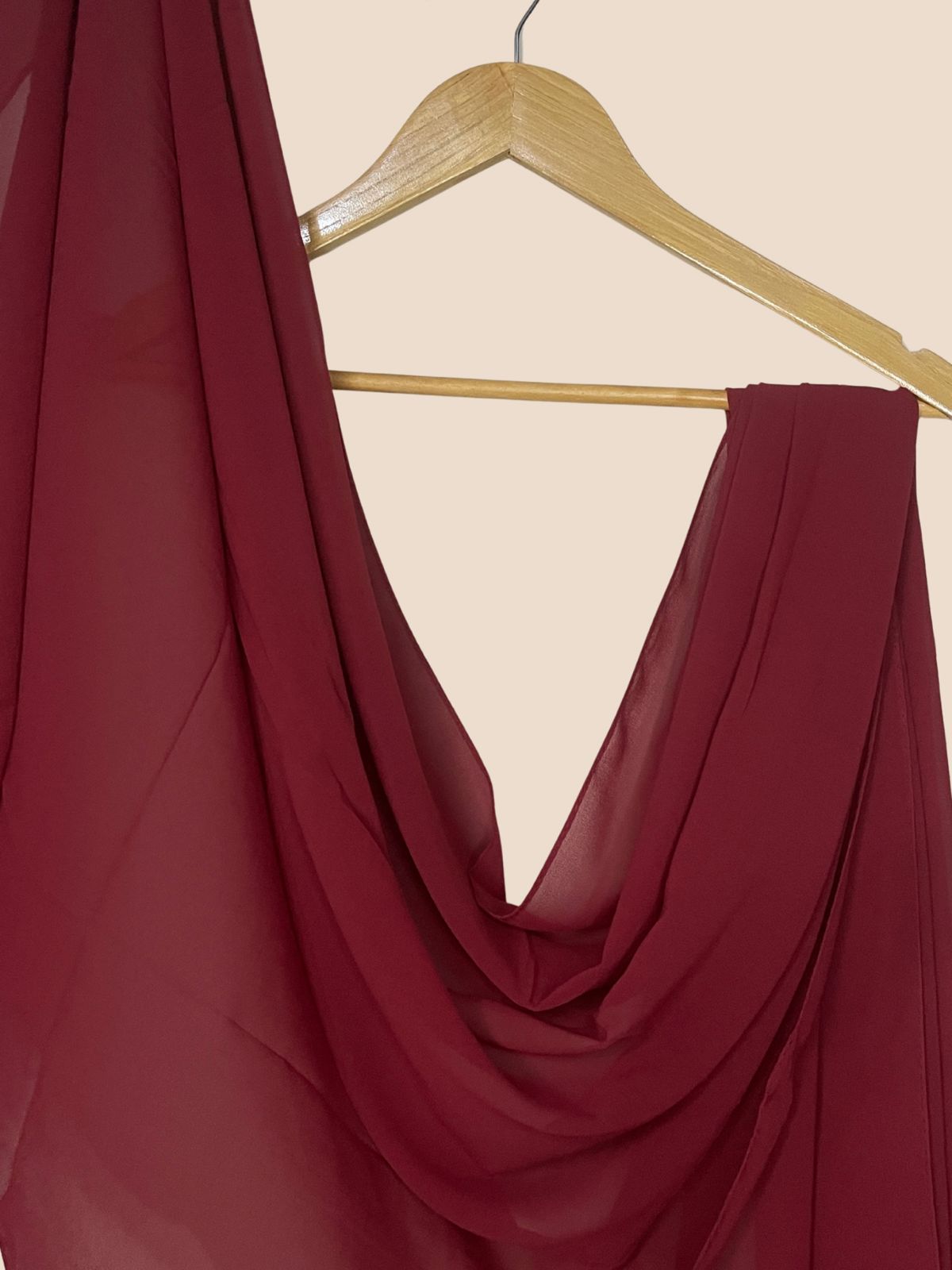 Premium Quality Georgette Chiffon Stole -  Blood Red