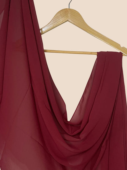 Premium Quality Georgette Chiffon Stole -  Blood Red