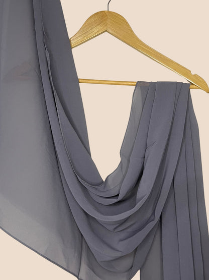Premium Quality Georgette Chiffon Stole -  Denim Blue