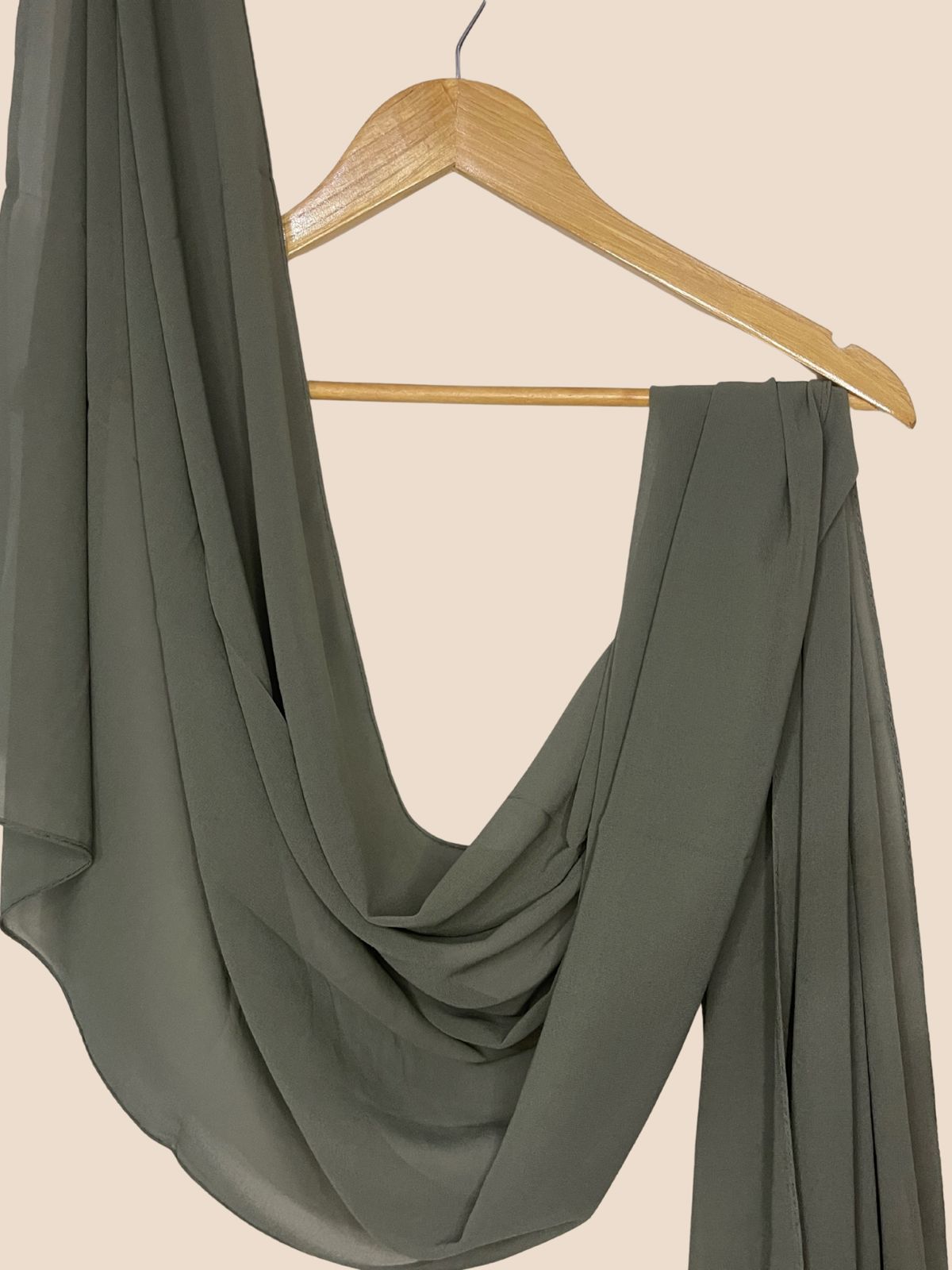 Premium Quality Georgette Chiffon Stole - Army Green