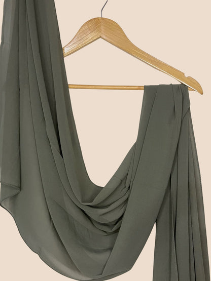 Premium Quality Georgette Chiffon Stole - Army Green