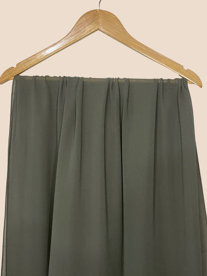 Premium Quality Georgette Chiffon Stole - Army Green