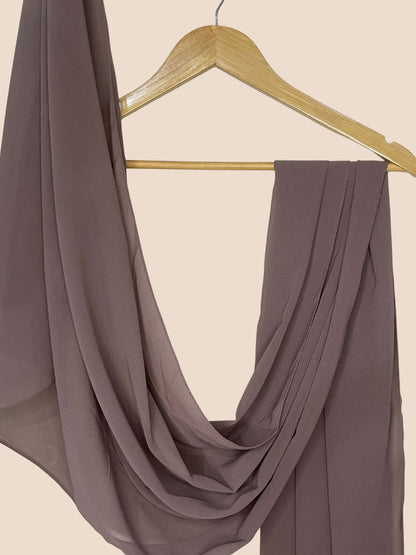Premium Quality Georgette Chiffon Stole - Coffee Brown