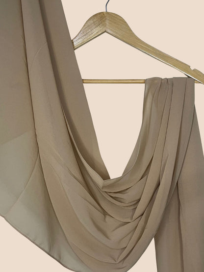 Premium Quality Georgette Chiffon Stole - Light Brown