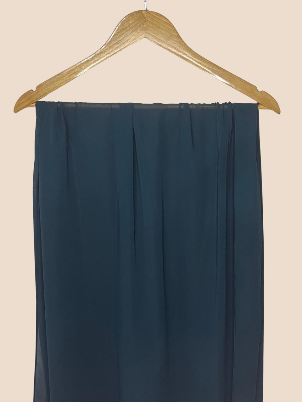 Premium Quality Georgette Chiffon Stole - Teal Green