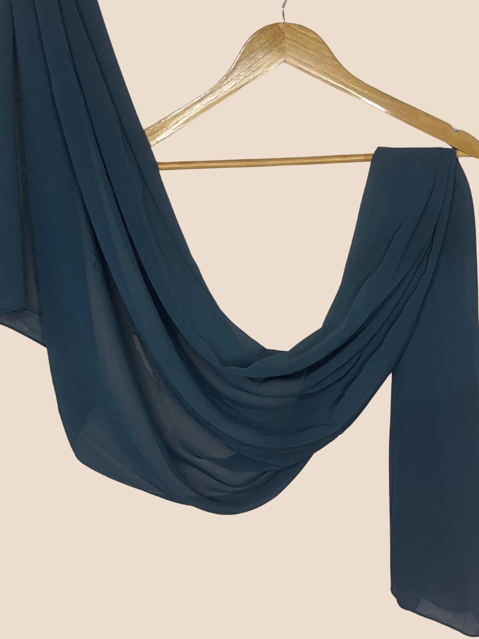 Premium Quality Georgette Chiffon Stole - Teal Green