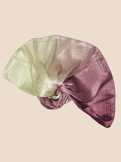 Crinkle Matte Silk Double Shaded Stole -Purple & Pinkish Shades