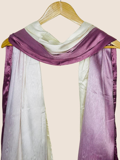 Crinkle Matte Silk Double Shaded Stole -Purple & Pinkish Shades